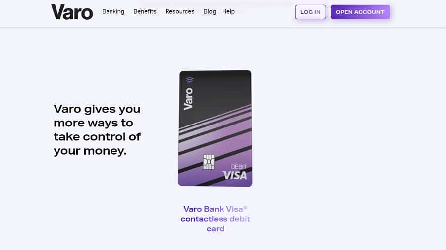 bank web design Varo 