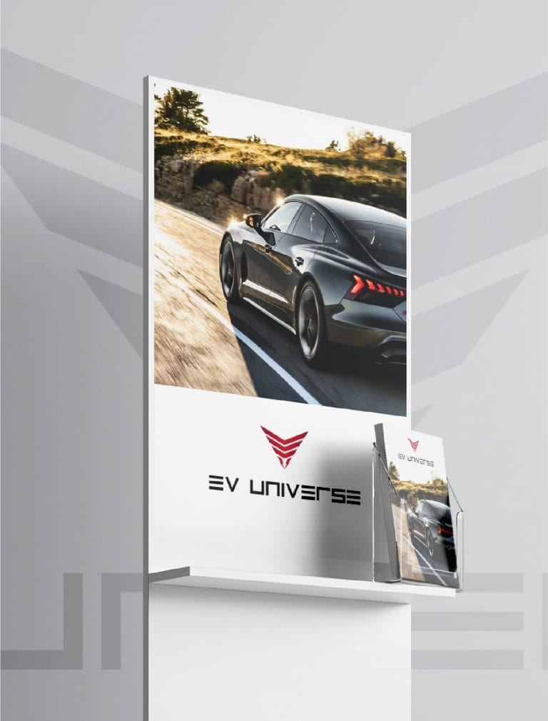 Physical branding collateral for EV Universe