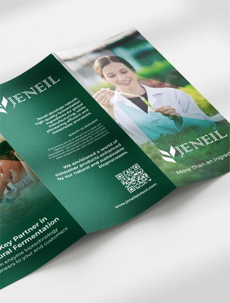 A mockup brochure for Jeneil Biotech