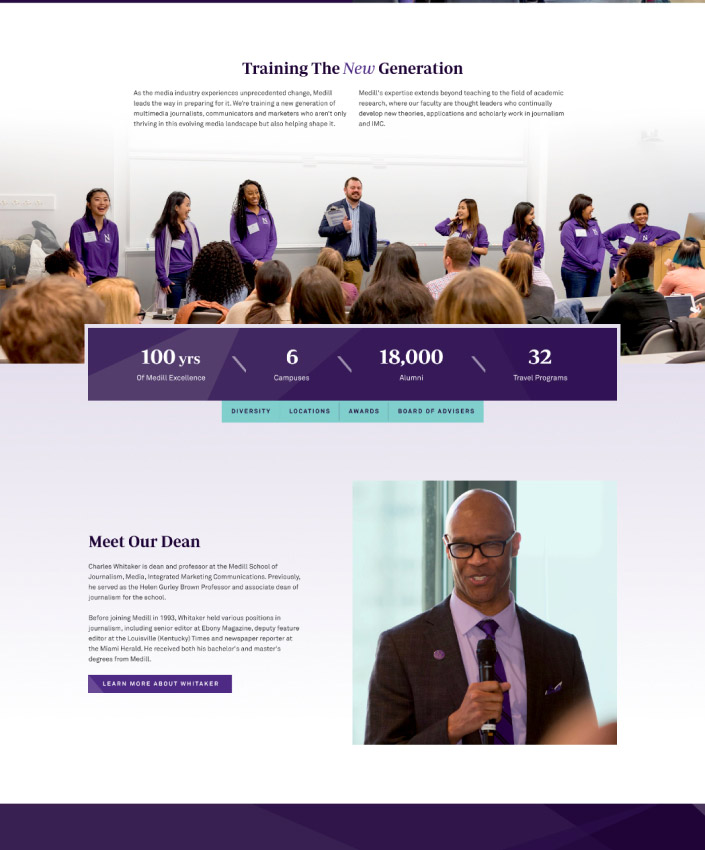 Northwestern University full web design image