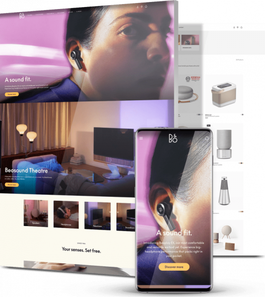eCommerce website design company Bang & Olufsen collage