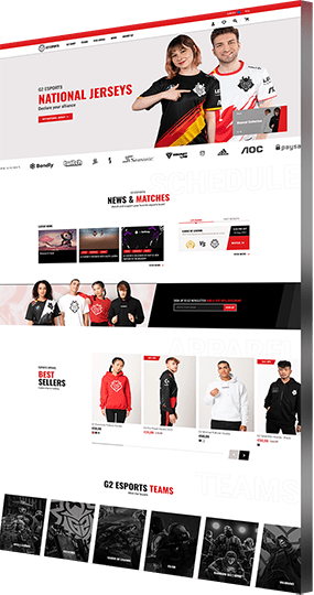 eCommerce website design company portfolio example: G2 eSports