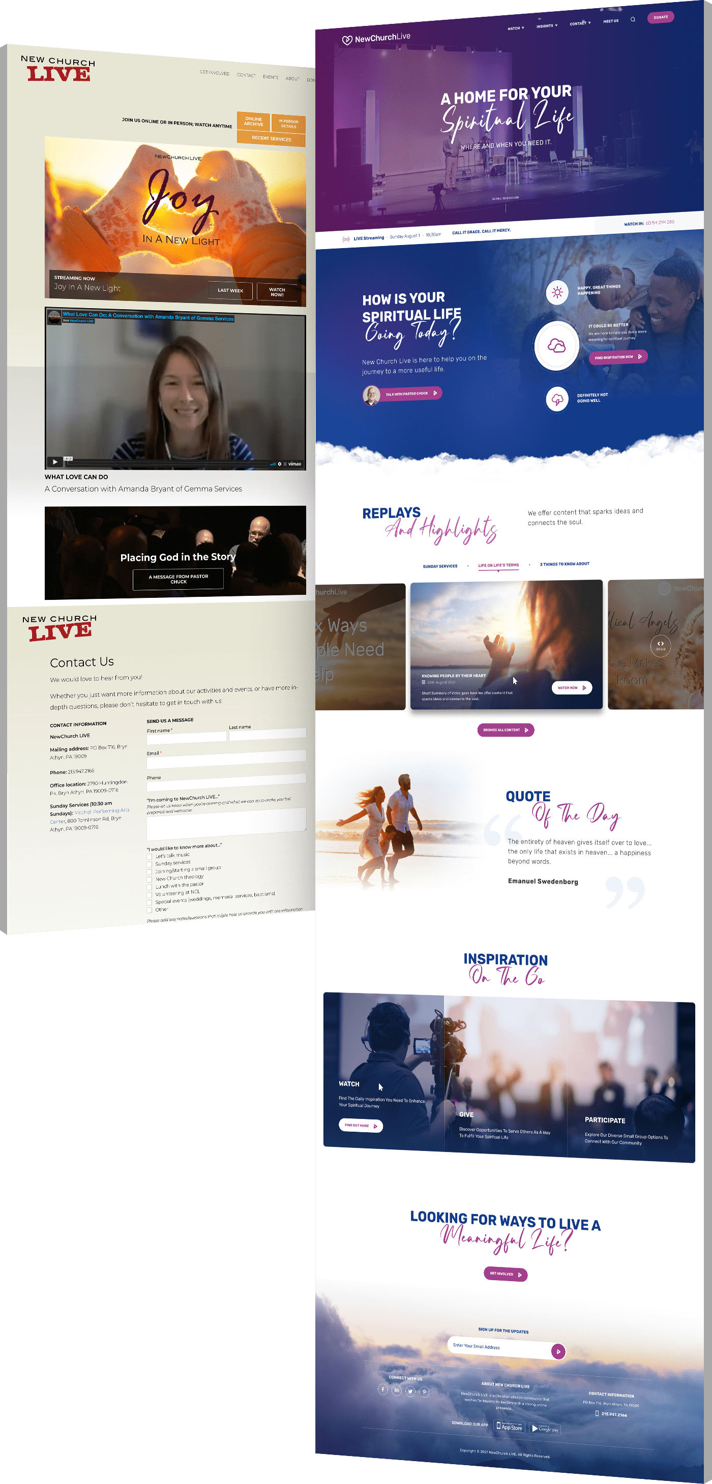 New Church website design comparison - before and after redesign