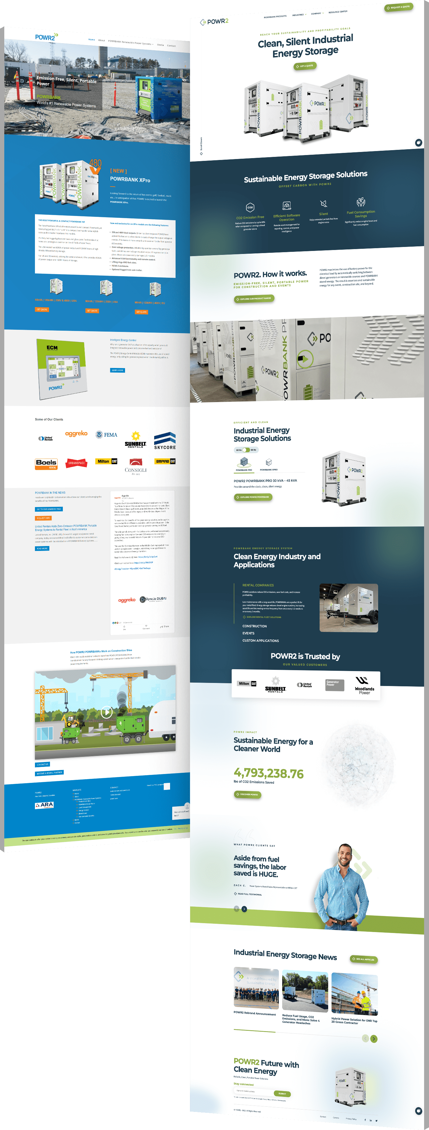 Powr2 website design comparison - before and after redesign