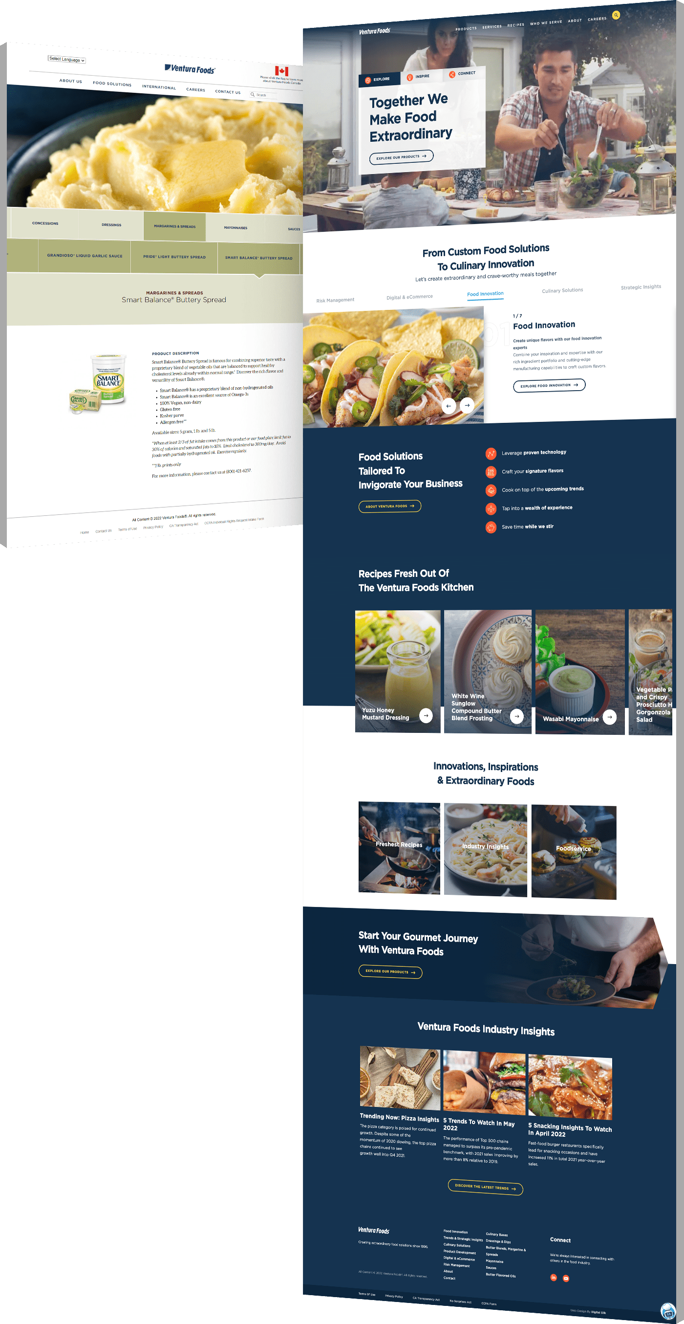 Ventura Foods - website design comparison - before and after redesign