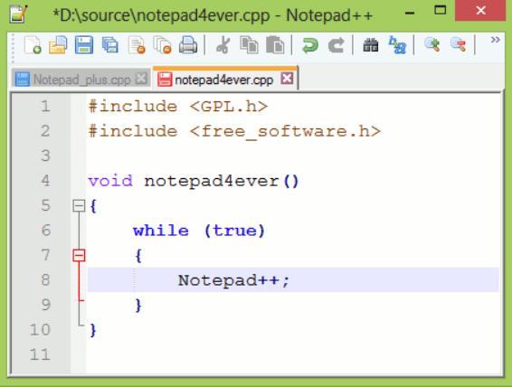 Notepad++ screenshot